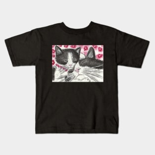 Mother and baby cat painting Kids T-Shirt